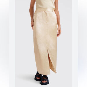YAYA Elegant Glossy Satin Cream Maxi Skirt NWT